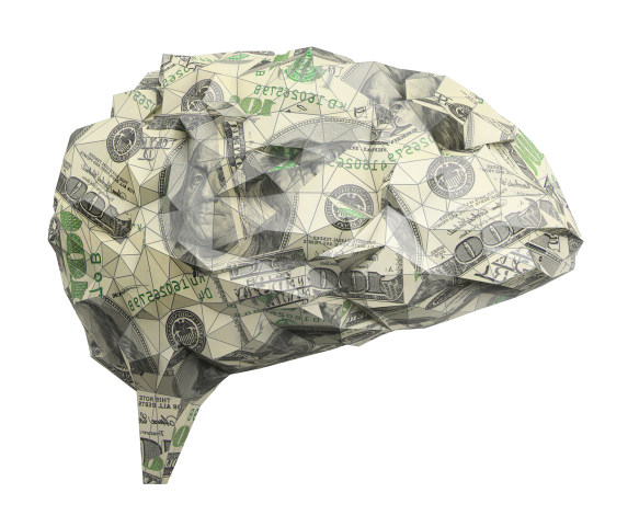 Model of human brain made with 100-dollar bills